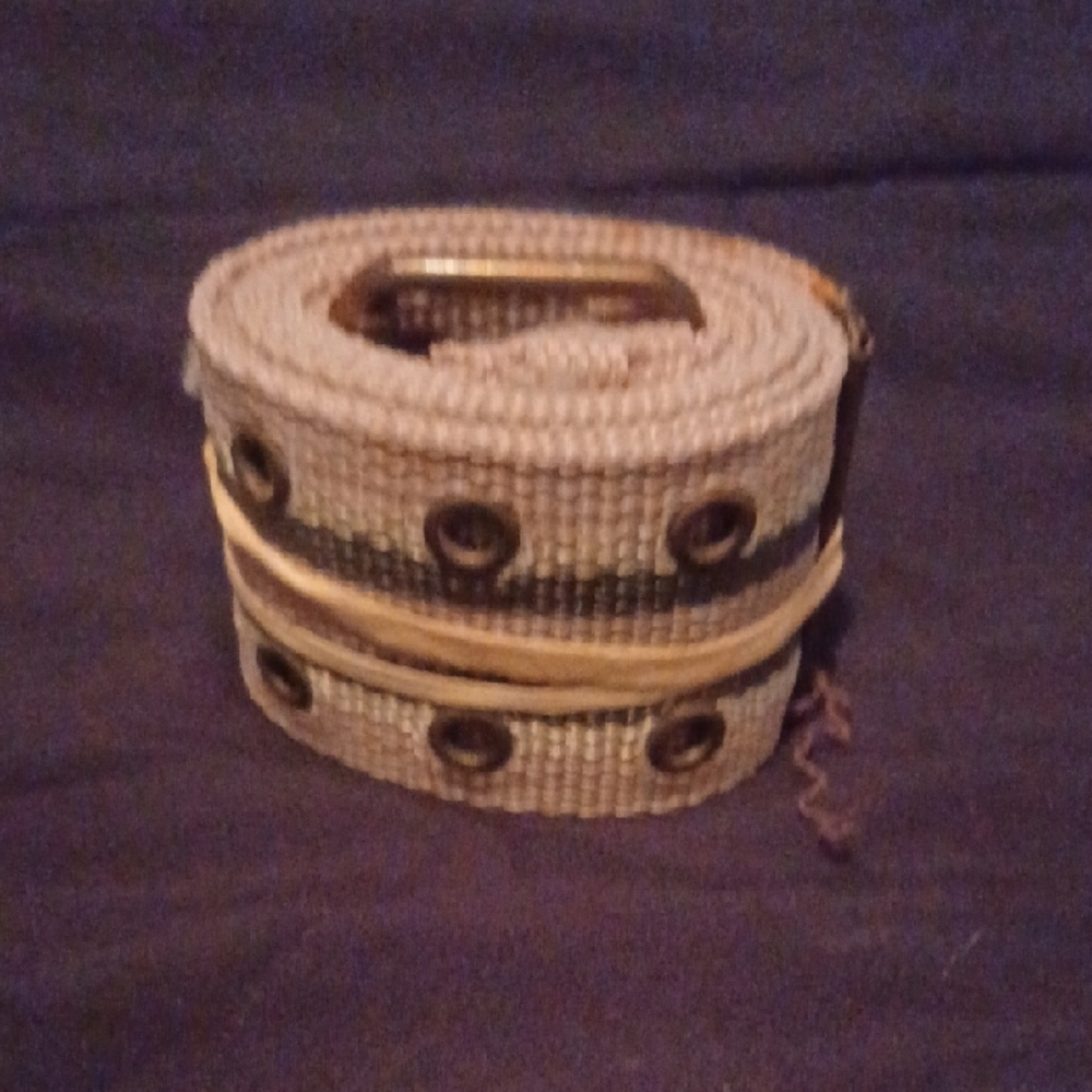 Beige Belt with Grommet Accents
